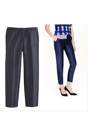 J.CREW COLLECTION Size 2 Cafe crop pants in wool-silk twill NAVY 04354 $298